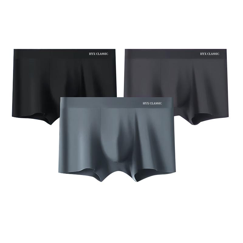 

Hengyuanxiang Men s Cotton Antibacterial Mid-Waist Boxer Briefs (2-Pack) 2XL