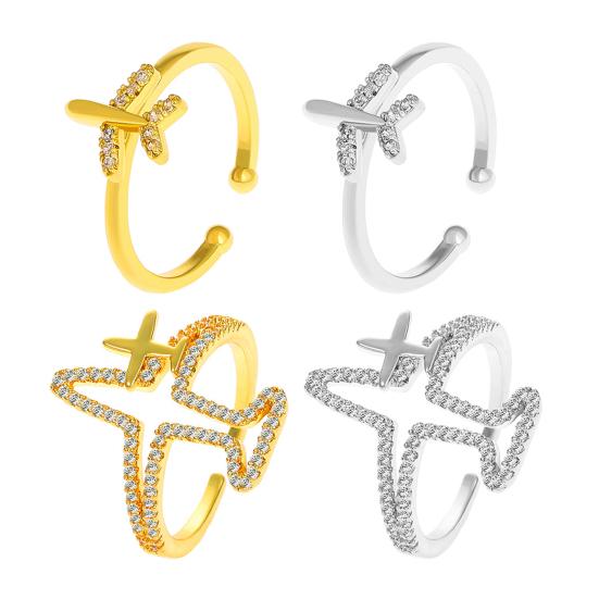 Girls Ring Casual Opening Copper Female Ring Dazzling Rhinestone Airplane Ladies Ring Female Ring Jewelry Accessories