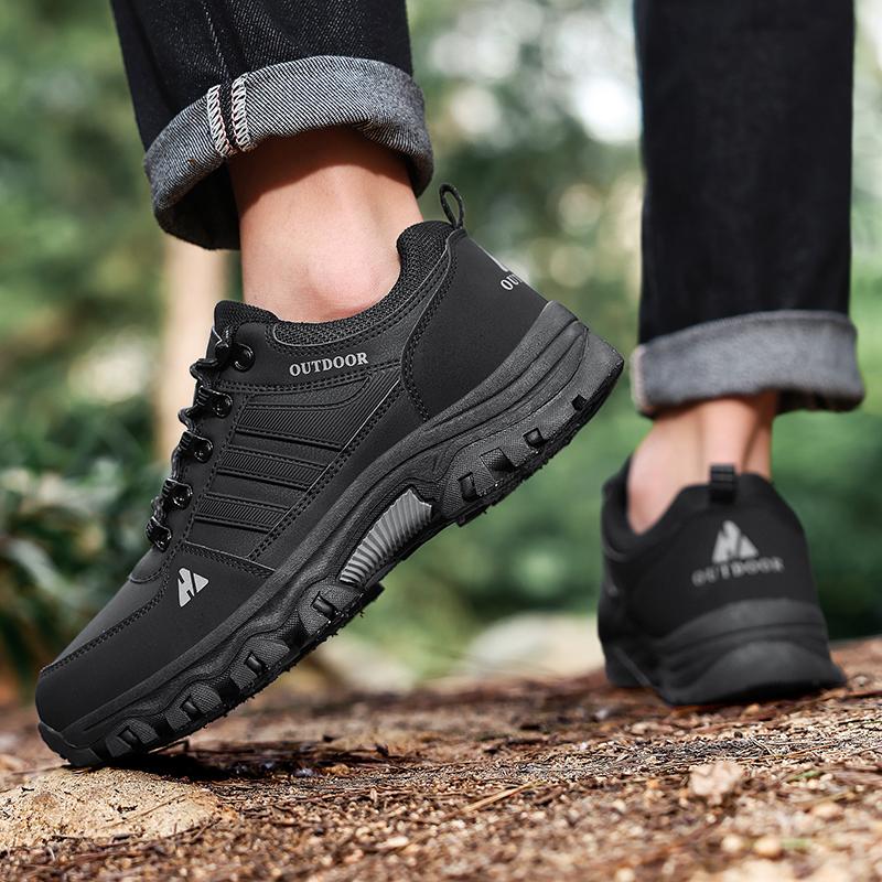 Hiking Shoes Men Outdoor Anti-slip Lace-up Flat Bottom Shoes Men Shock-absorbing Comfortable Breathable Casual Sports Shoes Men