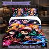 Personalized 3Pcs Bedding SetDemon Slayer Custom Text Duvet Cover Pillowcase Set Bedroom Gift