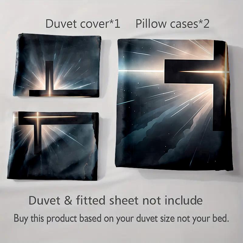 Radiant cross design. Bedding Duvet cover sets Duvet covers Pillowcases gifts (1 * Duvet Cover 2 * Pillowcases, without duvet insert)