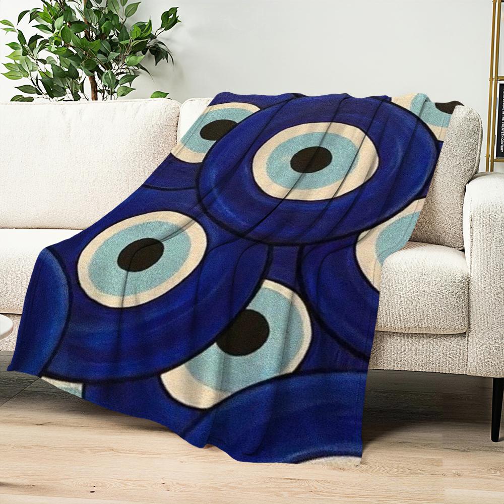 Turkish Lucky Blue Evil Eyes Blanket Skin friendly comfort warm soft plush blanket suitable sofa living room office bedroom
