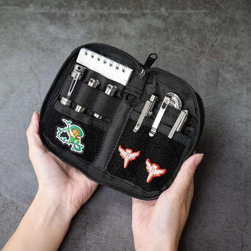 VIPERADE VE20 Small EDC Pouch with Velcro, EDC Pocket Organizer for Men, Small EDC Organizer Pouch with 5 Pockets (Black)