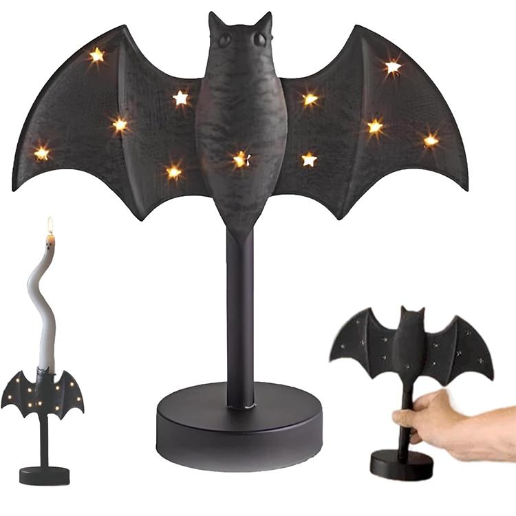 Fledermausförmiger Kerzenständer mit LED-Funkellicht Fledermaus-Kerzenhalter Leuchtende Fledermaus-Kerzenhalter Halloween Heim-Schreibtischdekoration