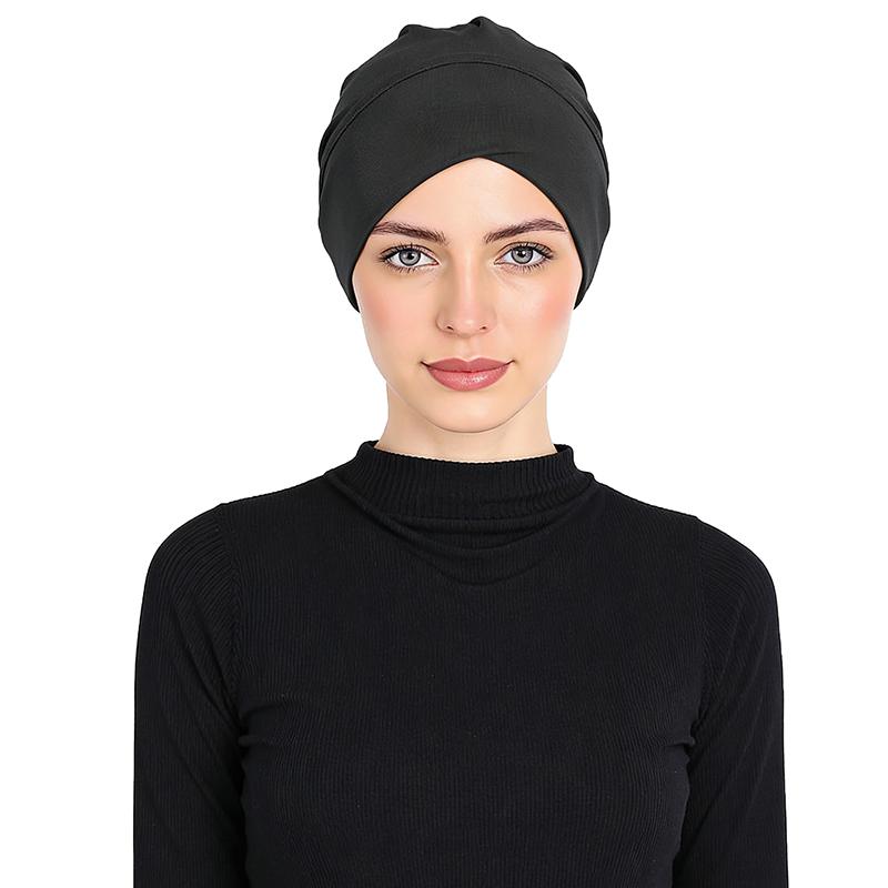 Solid Color Turban Ethnic Style Elastic Ribbon Head Scarf For Women Girls Beanie Hat Head Scarf Hair Accessories