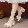 Mid-heel All-match Fairy Style Thick Heel Peach Heart with Fashion Women's Cool Shoes