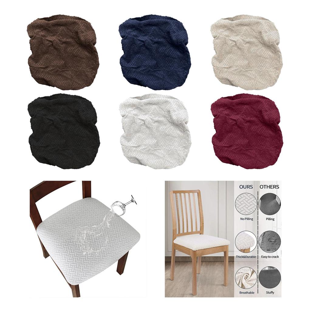 Jacquard Cushion Slipcovers Protectors,Washable Polyester Dining Chair Covers for Wedding