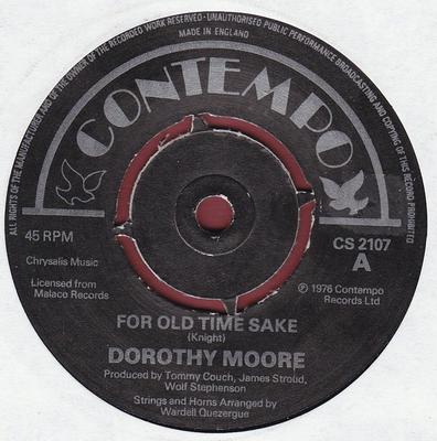 7inch Record DOROTHY MOORE - For Old Time Sake CS2107 Contempo 1977 UK Soul/Funk Used