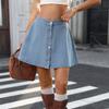 Women's Fashion Denim Button Short Umbrella Skirt Half Skirt