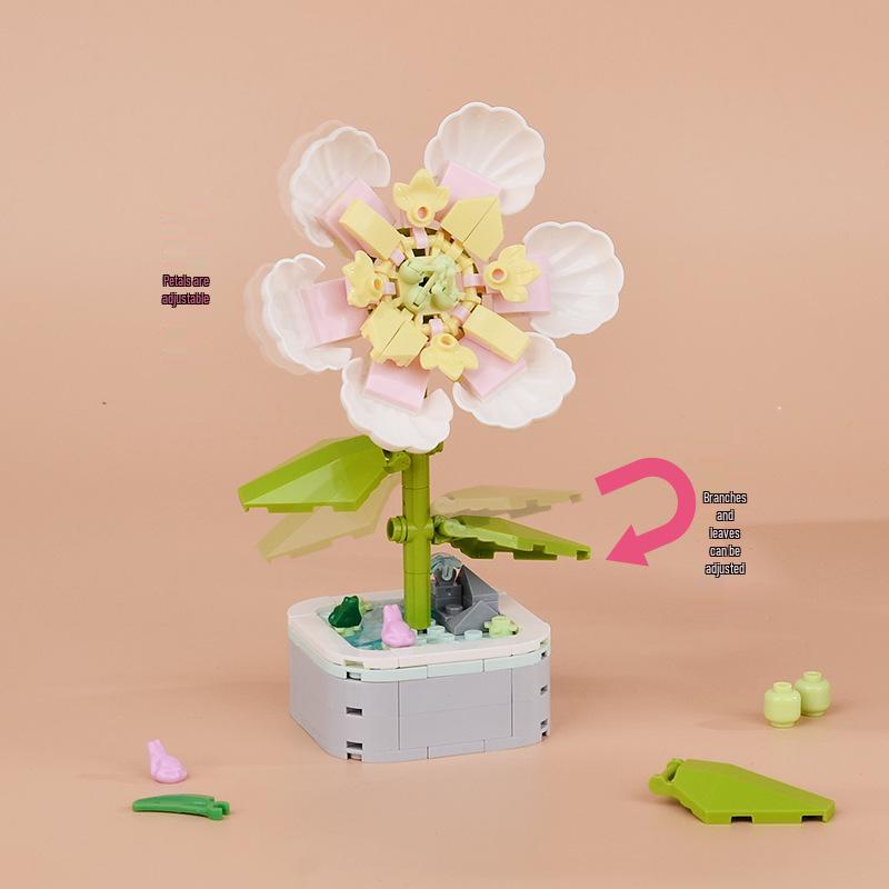 Educational Sunflower & Hibiscus Building Blocks Ornament - Teacher's Day Gift