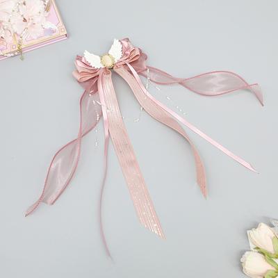 Olita Hairpin Yarn with Gorgeous Lotus Root Pink Edge Clip Opal Accessories Small Handmade Bow Yarn Hairpin