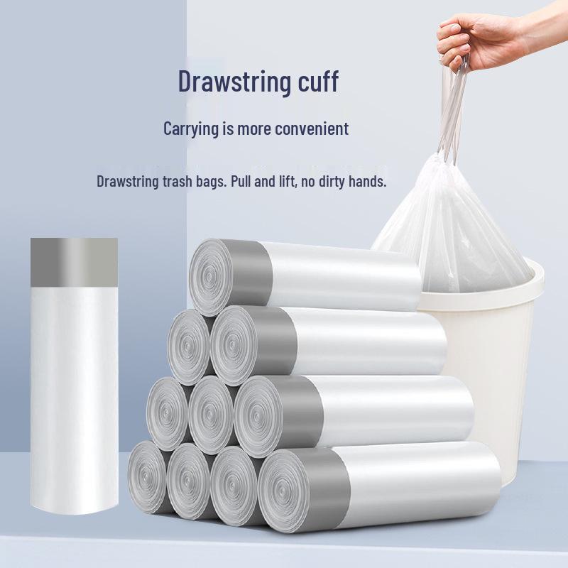 Thickened Large White Drawstring Trash Bags for Dormitory and Home Use