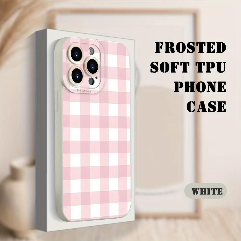 Simple pink checkered printed Phone Case For iPhone 17 Pro Max 16E 15 Pro 14 13 12 11 Mini AIR XS XR XS 8Plus anti drop and shoc