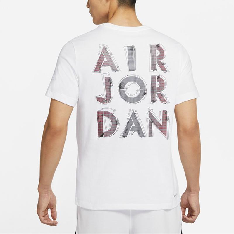 Air Jordan Dri-FIT 3D Logo Print Knit Quick-Dry Short Sleeve T-Shirt Men Tops White CZ8088-100