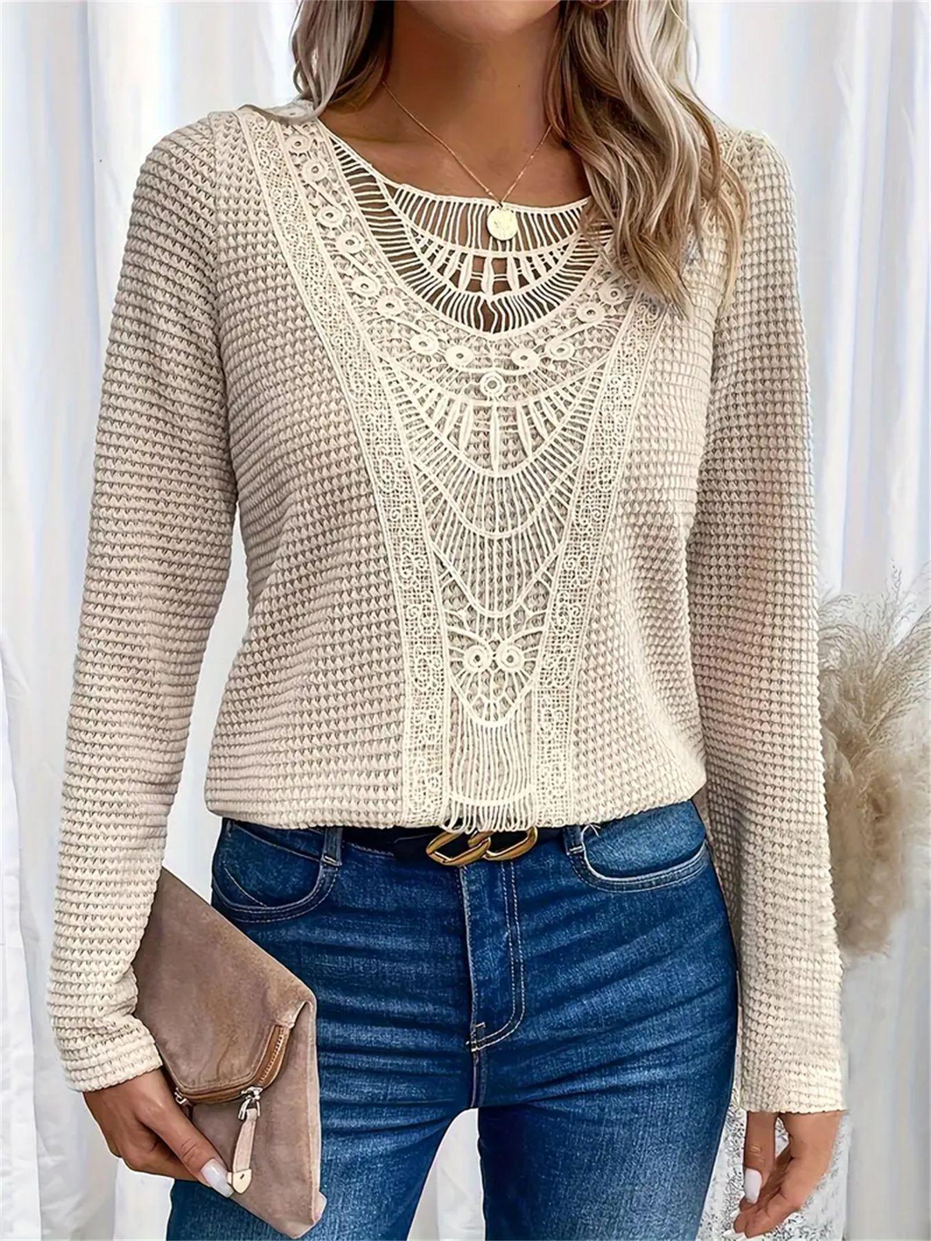 2024 Autumn/Winter New Women s Solid Color Long Sleeve Top XXL абрикосовый