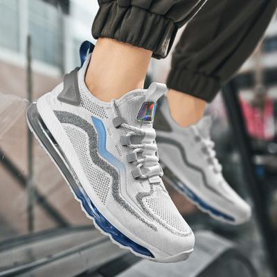 Large Size Sports Shoes Youth Fly-woven Breathable Full Palm Large Air Cushion Running Shoes Net Shoes Men's Casual Shoes