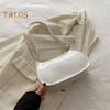 Retro Glossy Shoulder Bag Ladies Solid Color Faux Leather Underarm Bag Casual Hobo Purse Waterproof Handbag for Daily Life Travel Parties