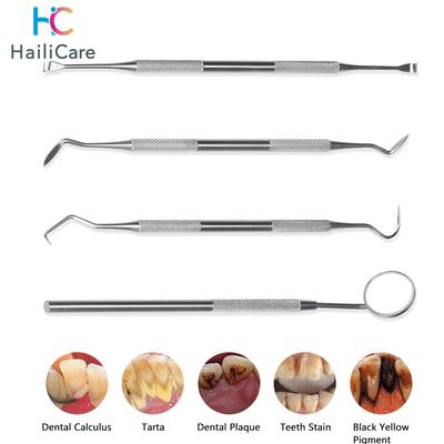 Edelstahl Zahnarzt Sauber Werkzeuge Dental Spiegel Doppel Sonde Sichel Hacke Zahn Reiniger Dental Werkzeug Produkte Mundpflege Kit