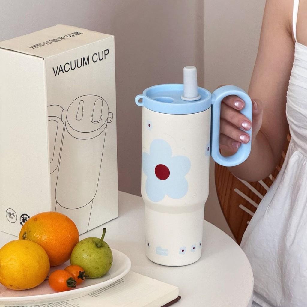 Car Cup Stainless Steel Insulated Travel Mug With Handle And Straw