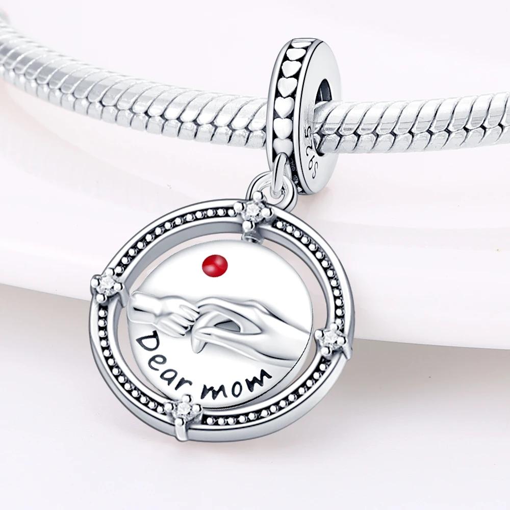 Charm Bead Charms Authentic copper Plated Mothers Day Handheld Pendant Bead Charms Compatible With Bracelets Diy Fine Gift Women Delicate Jewellery