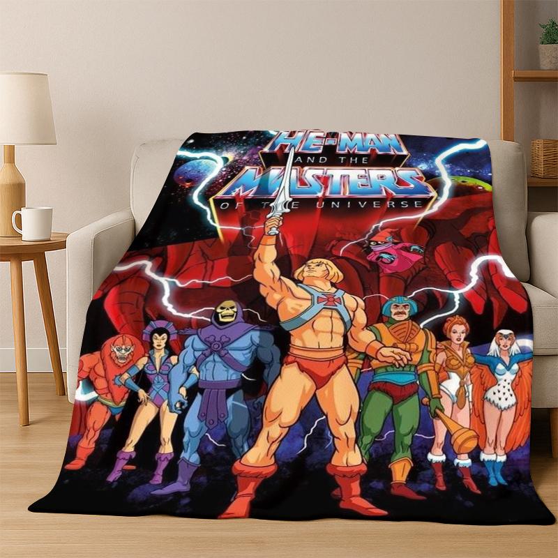 He Man Masters of The Universe Cartoon Flannel Blanket Soft Warm Blanket Throw Blanket for Bedroom Living Room Bed Travel Gift