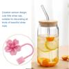 Begonia Flower Straw Cover Cap 10mm 0.4in Silicone Straw Tips Lids Reusable Dust-Proof Straw Topper for Stanley Cup Party Decor