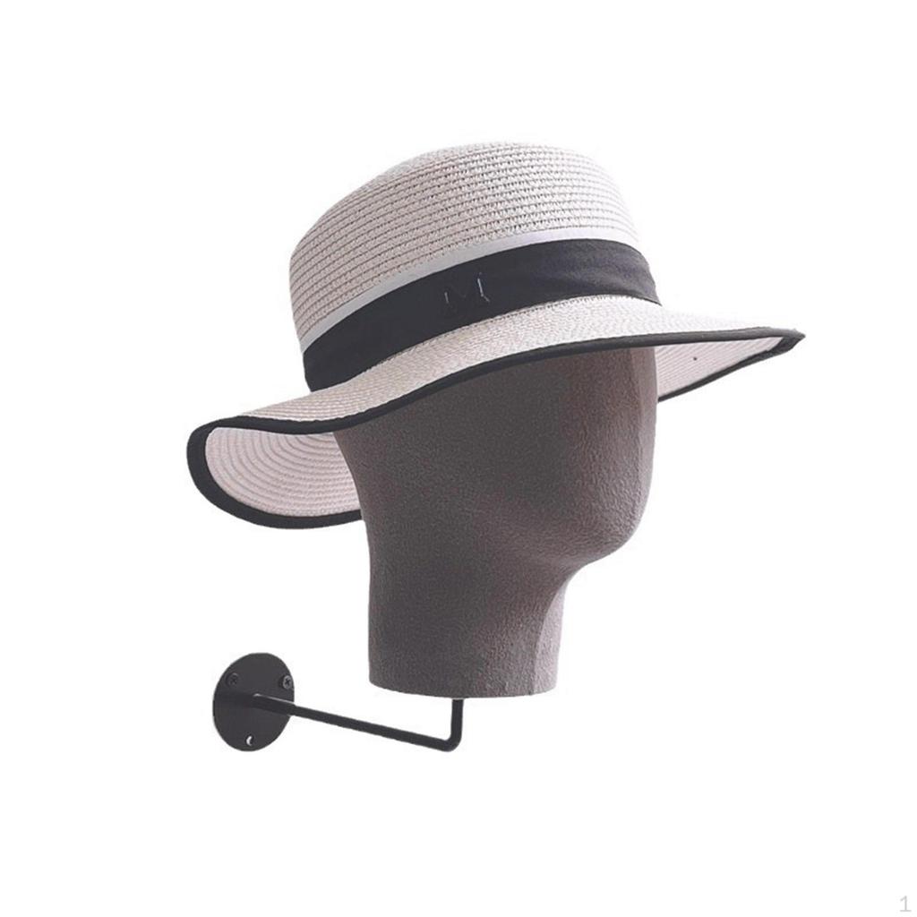 Mannequin Head Model Hat Rack Wig Display Durable Stand Wall Mounted for Hats
