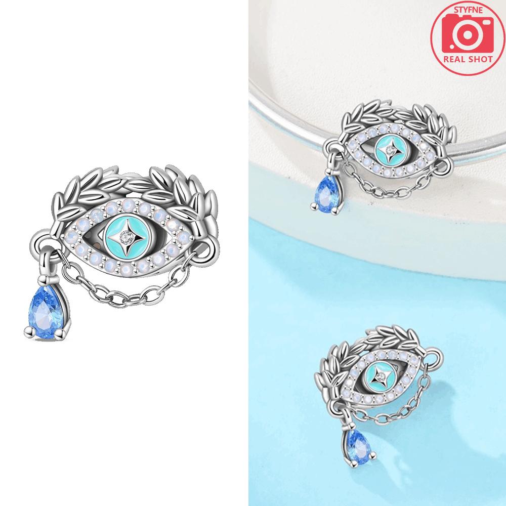 Original Copper Blue Guardian Pendant Demon Eye Skull Prayer Charms Bead Fit Bracelet Women Jewelry Diy Gift Accessory