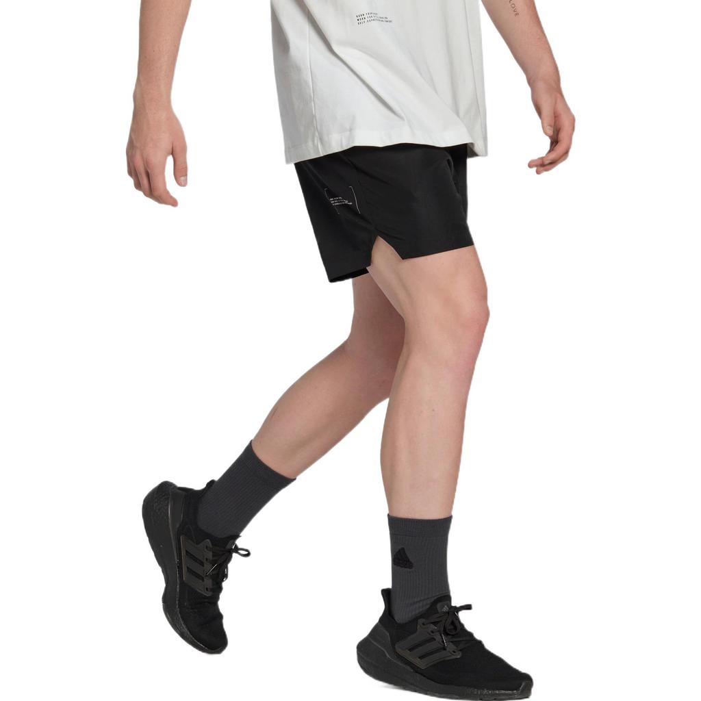 adidas Solid Color Casual Logo Straight-Leg Sports Shorts Men Bottoms Black HN1935