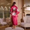 Female Long Robe Loungewear Elegant Chinese Style Kimono Bathrobe Gown Negligee New Silky Satin Sleepwear Nightgown Loose Pajama