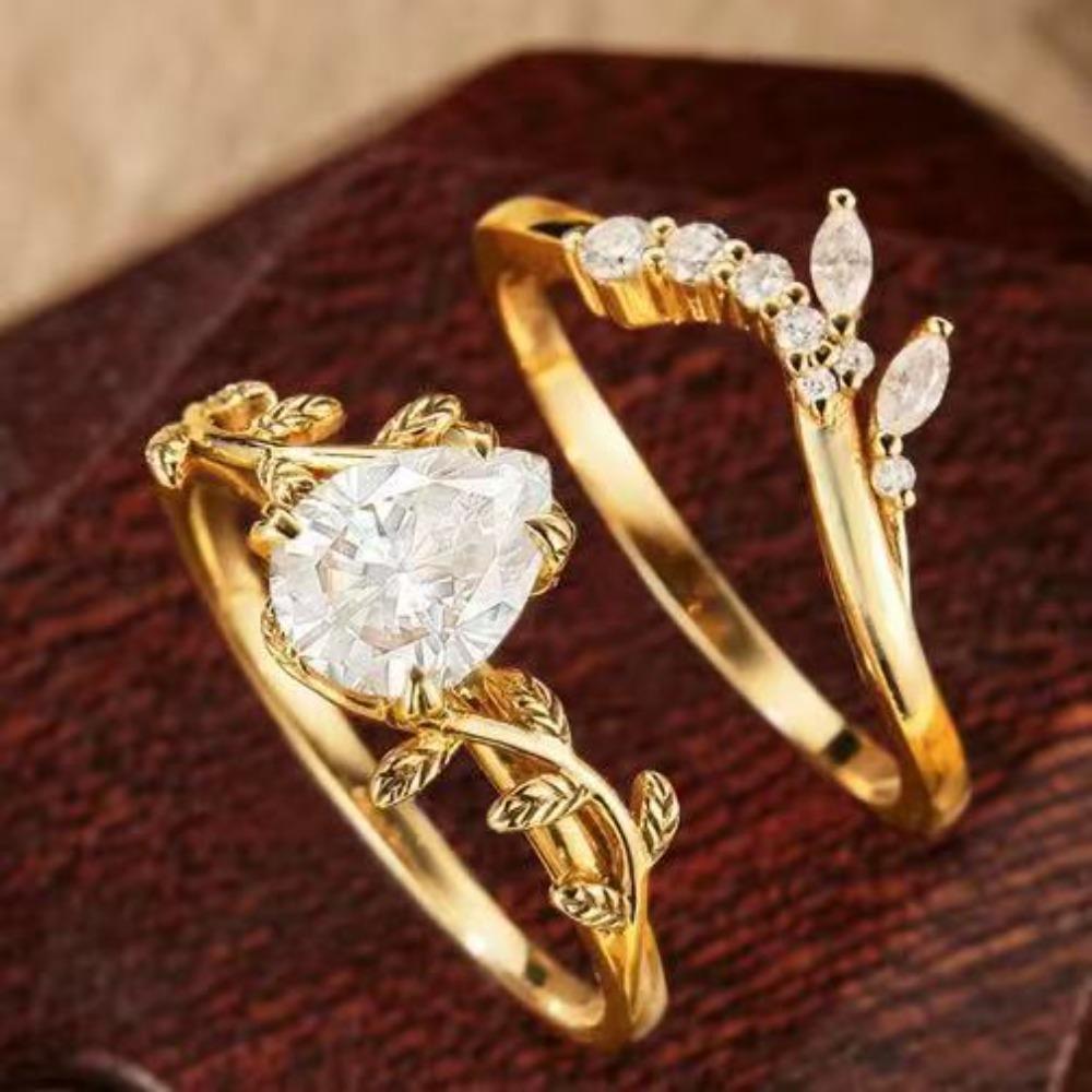 Luxury European and American Ins Jewelry, Wheat Ear Gold Ring, Niche Light Luxury High-end Zircon Ring