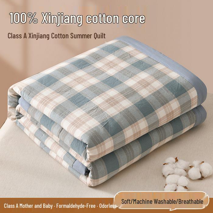 New A-Type 100% Pure Xinjiang Cotton Summer Quilt – Machine Washable Air Conditioning Comforter for Students