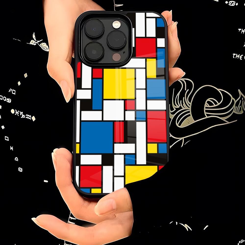 

Pattern Abstract Piet Mondrian Phone Case PC+TPU For IPhone 15 16 17ProMax 13 16 11 12 14 Pro Xs Max Mini Xr X Plus Cover iPhone 16
