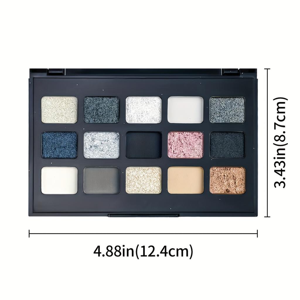 15-Farben Lidschattenpalette Mattes & Schimmerndes Finish, Smoky Punk Make-up mit Glitzerakzenten, Gemischte Farbtöne für Alltag & Besondere Anlässe