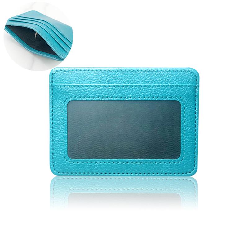 1Pc Multi Slot Coin Wallet Box ID Card Holders Solid Color PU Leather Bank Credit Card Slim Card Case