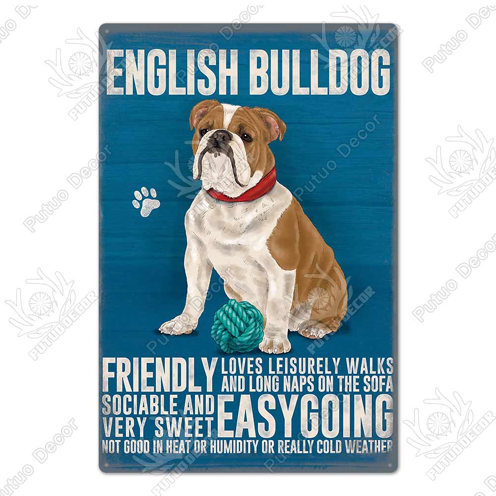 Putuo Decor Dog Vintage Tin Sign Plaque Metal Plate Wall Art Decoration for Living Room Man Cave Cafe Farm Home Retro Poster