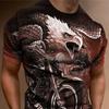 Summer Round Neck Eagle Graphic 3D Print Top Fashionable Casual Short Sleeved Men's T-shirts