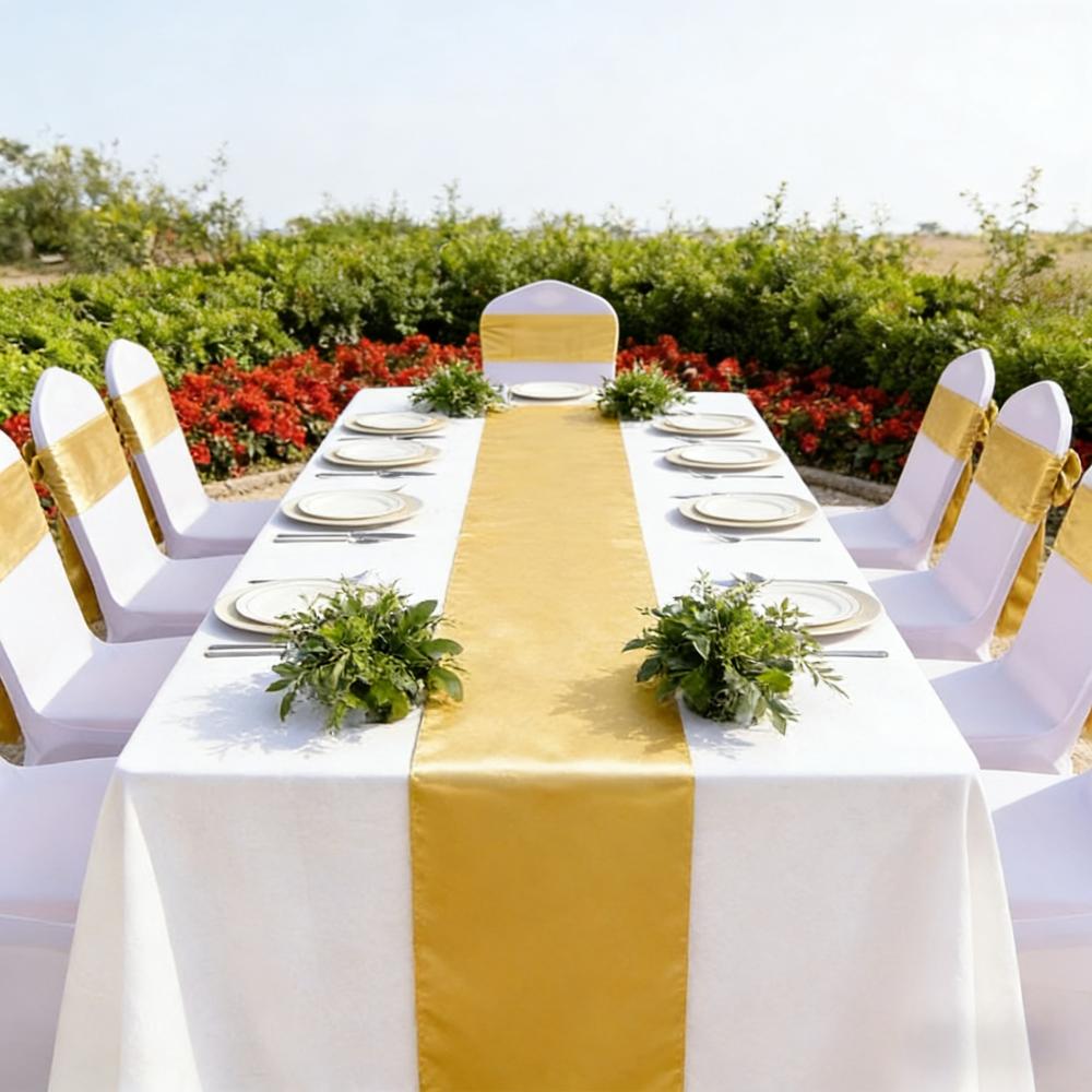 3/5 pezzi 30x275 cm Runner da Tavola in Raso di Alta Qualità Runner da Tavola Lungo in Seta per Matrimonio Festa Banchetto Festa di Compleanno Decorazione Tavola