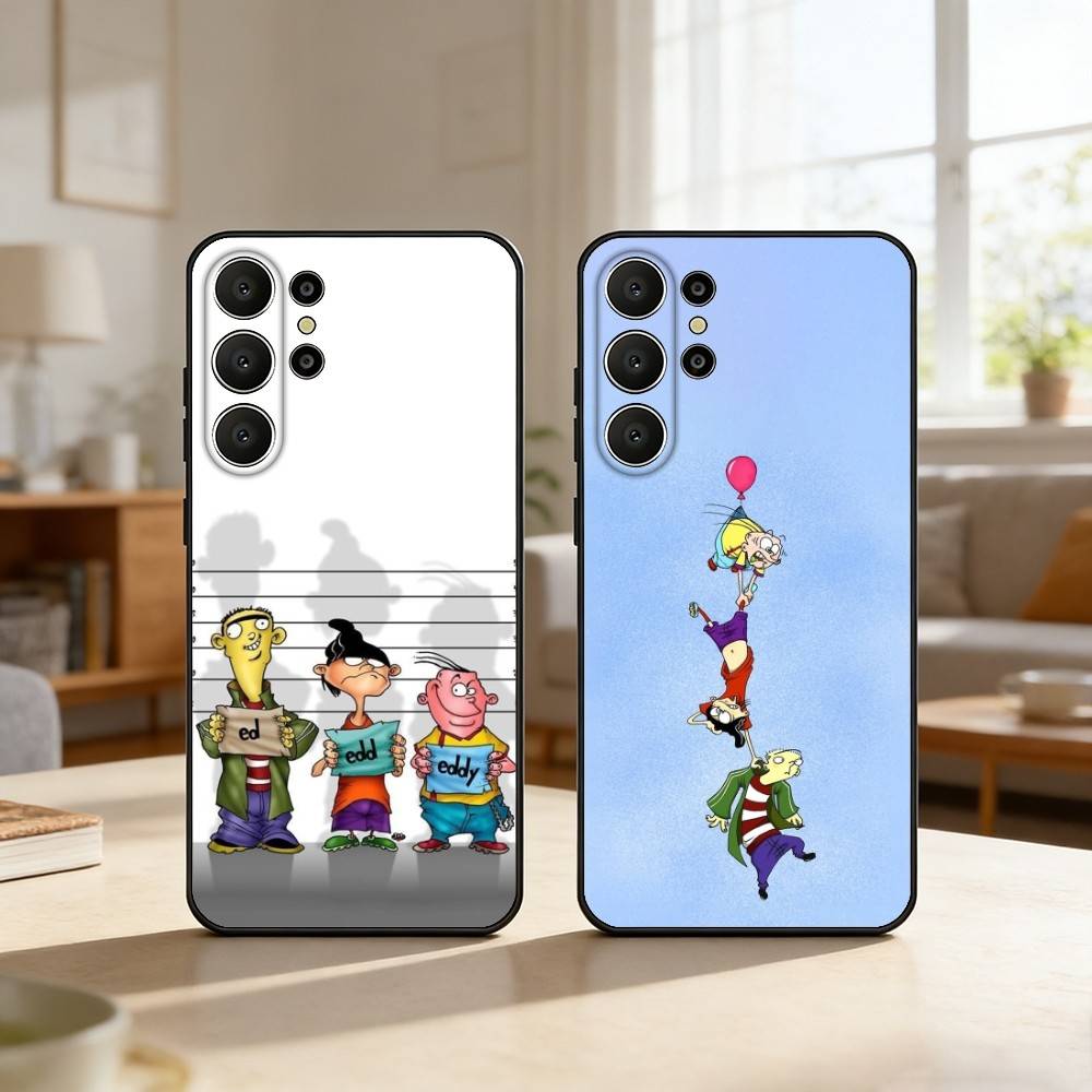 Funny Cartoon E-Ed E-Edd n Eddy Phone Case For Samsung S26,S25,24,23,22,30,21,10,9,Ultra,Plus,Lite,Black Soft Case
