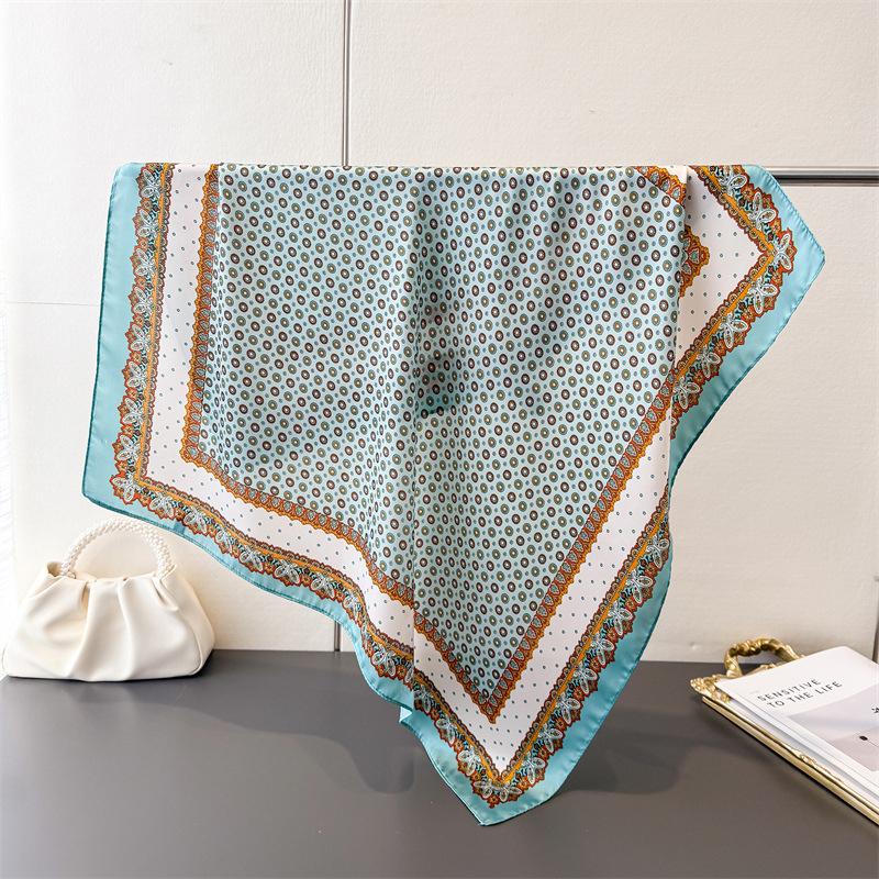 

Summer Polka Dot Paisley Square Silk Scarf Soft Satin Silk Vintage Bandana for Women Neck Hair Headband Bag Wrist Wrap Accessory 70X70CM