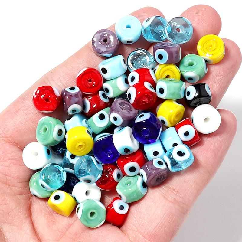 10pcs/lot 9mm Flat Round Lampwork Beads Colorful Evil Eye Loose Spacer Glass Beads For DIY Fashion Bracelet Earrings Accessories