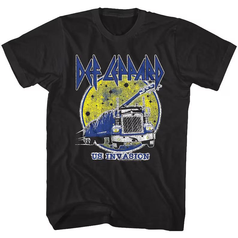 

Def Leppard Men s T Shirt US Invasion Full Moon Metal Graphic Tees L