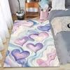 Pastel Watercolor Heart Print Area Rug, Soft Non-Slip Stain-Resistant Floor Mat for Kids Bedroom, Nursery and Living Room Decor