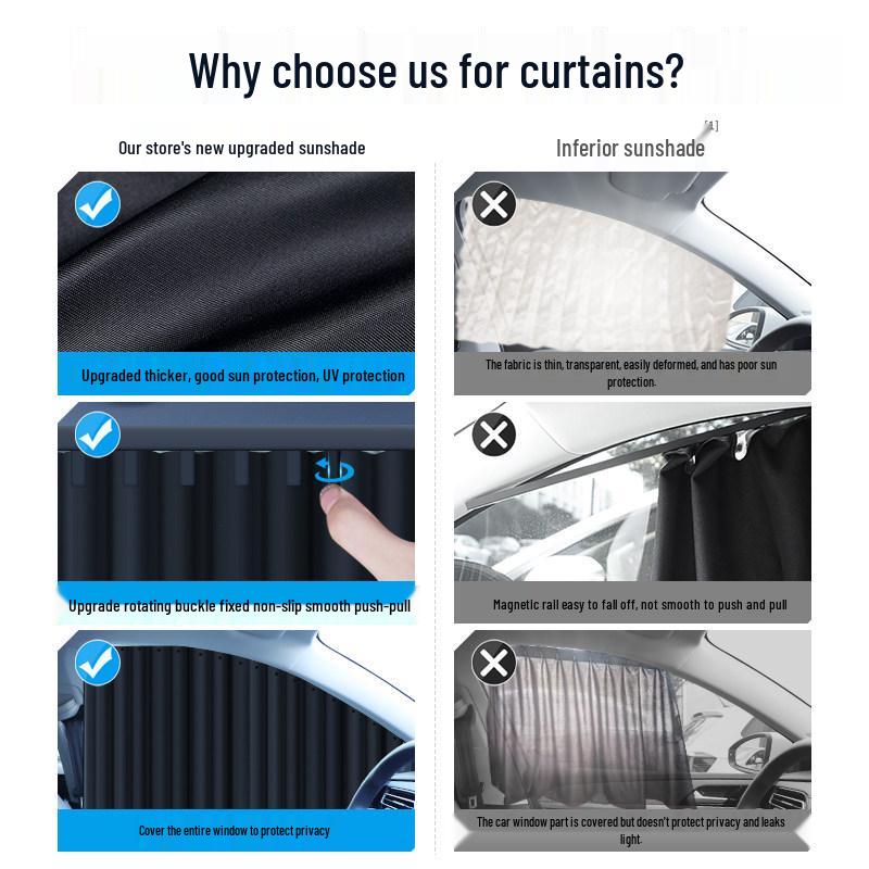 Children's Sunshade Car Window Curtains - Rear Seat Privacy & Sun Protection for Sedans