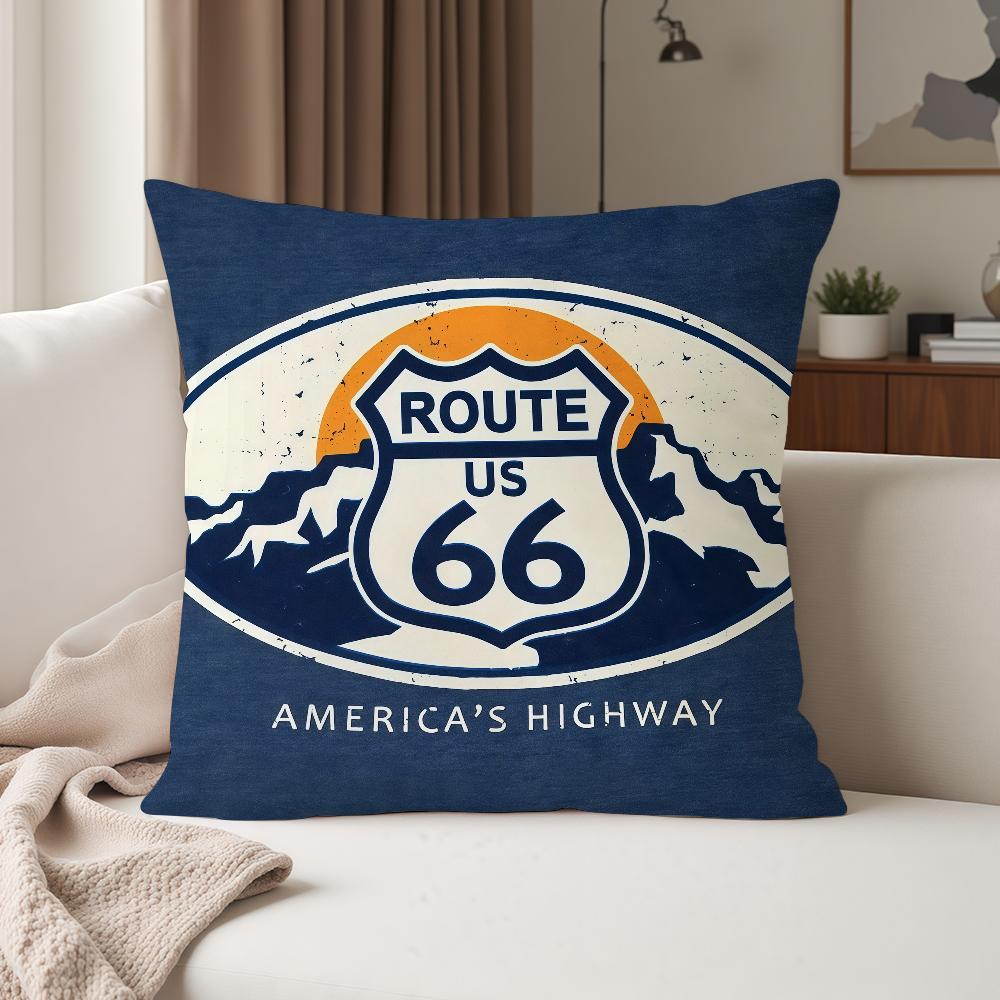 Fashion US Route 66 Pillow Case Suitable For Bedrooms Living Rooms Cars Home Decoration