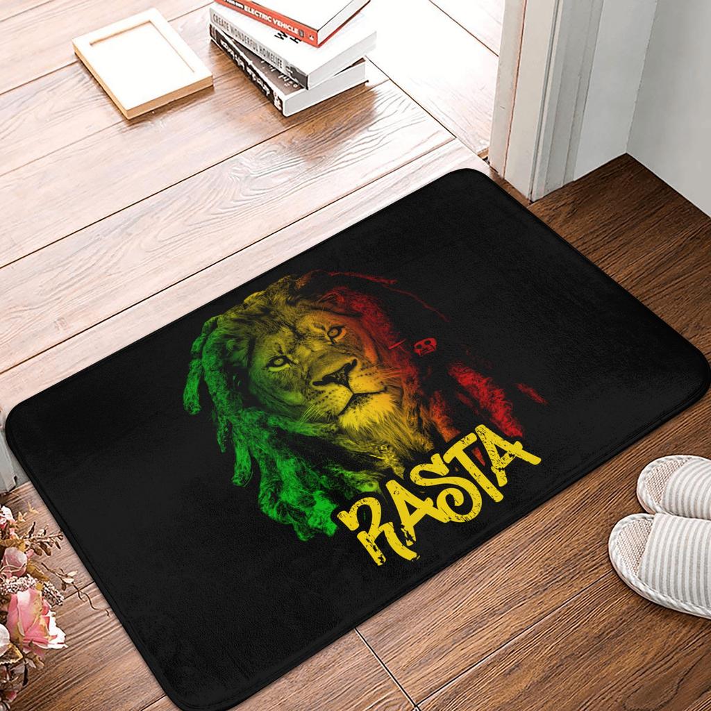 Rasta Löwe Jamaika Flagge Fußmatte Anti-Rutsch Außen Schnelltrocknend Jamaikanischer Reggae Fußmatte Boden Badezimmer Eingang Teppich Teppich