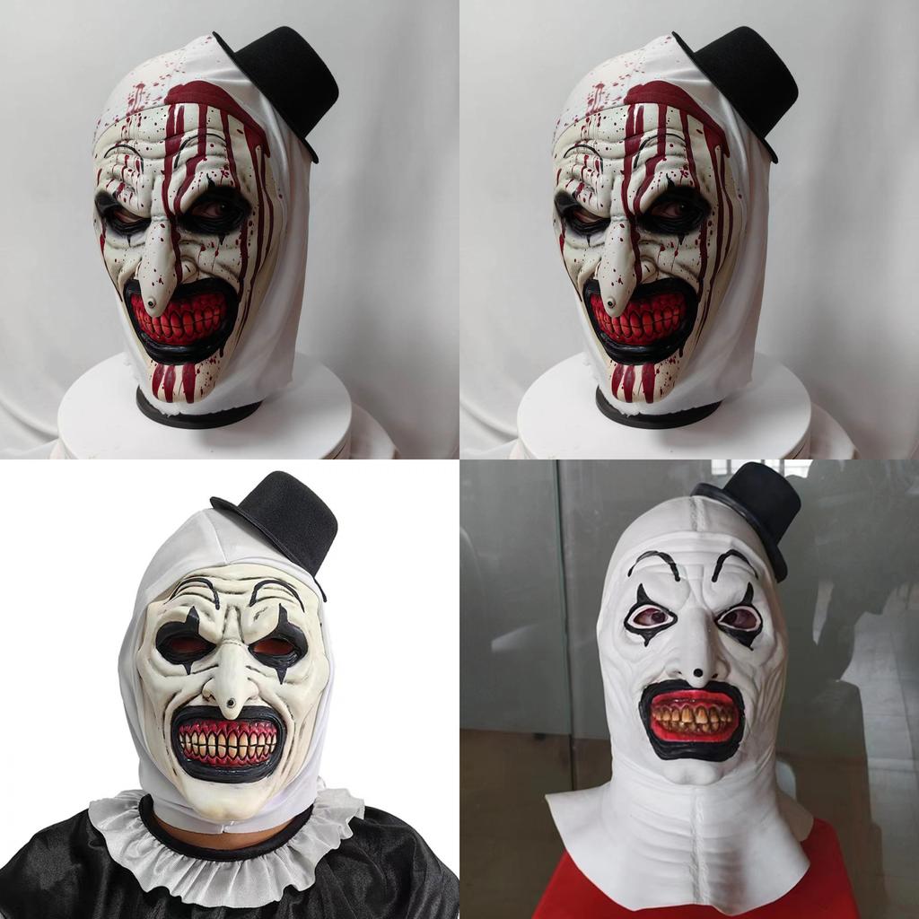 Mască de Latex Clown Terrifier cu Design Sângeros pentru Halloween, Cosplay și Petreceri Tematice