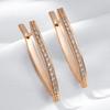 Rose Gold Color V Shape Long Earrings For Women Girl Fashion Natural Zircon Accessories High Quality Daily Jewelry