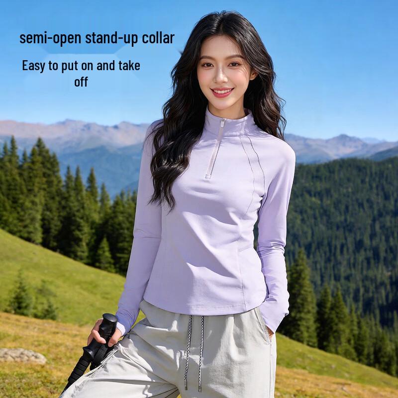 Baleno Women's Quick-Dry Half-Zip Stand-Collar T-Shirt