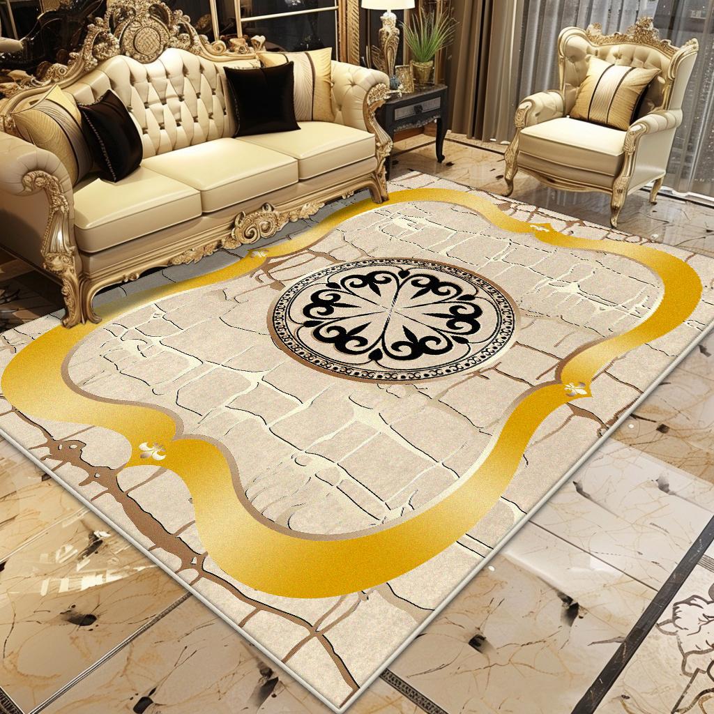 Golden Luxury Carpet for Living Room Large Area Decoration Home Sofa Antiskid Rugs Bedroom Lounge Coffee Tables Soft Floor Mats